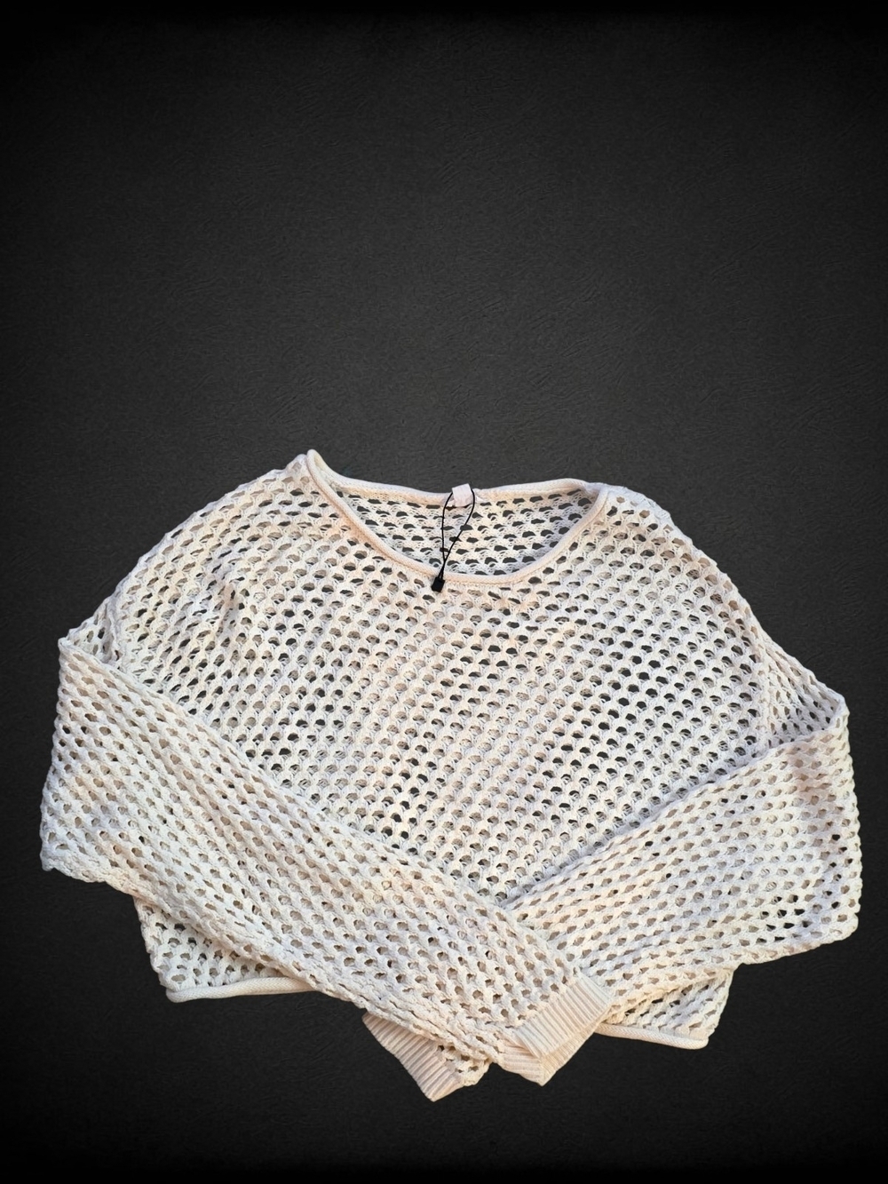 Garage Ivory Open Knit Crochet Sweater XS Cotton Crop Beach Cover Up NWOT